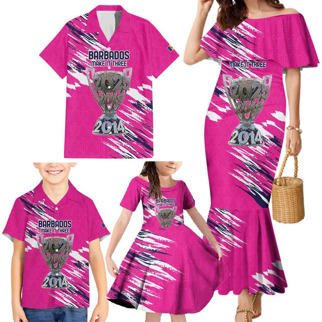 Caribbean Cricket Barbados Personalized Family Matching Mermaid Dress and Hawaiian Shirt Make It Three 2025 is Ours - Wonder Print Shop