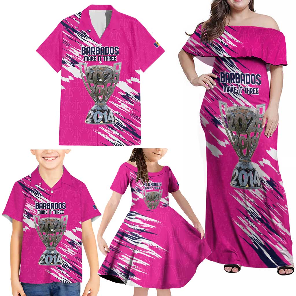 Caribbean Cricket Barbados Personalized Family Matching Off Shoulder Maxi Dress and Hawaiian Shirt Make It Three 2025 is Ours - Wonder Print Shop