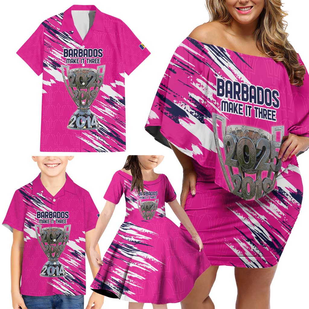 Caribbean Cricket Barbados Personalized Family Matching Off Shoulder Short Dress and Hawaiian Shirt Make It Three 2025 is Ours - Wonder Print Shop
