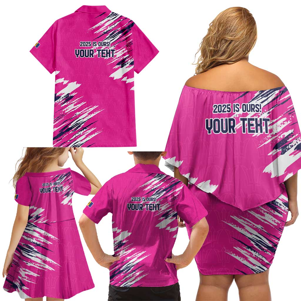 Caribbean Cricket Barbados Personalized Family Matching Off Shoulder Short Dress and Hawaiian Shirt Make It Three 2025 is Ours - Wonder Print Shop