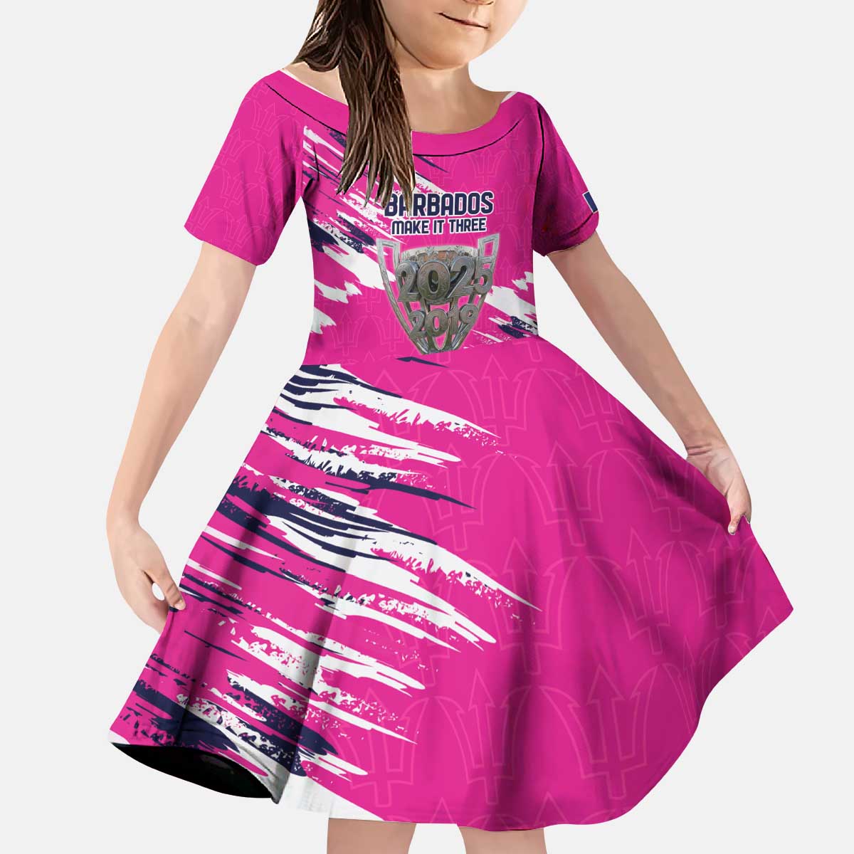 Caribbean Cricket Barbados Personalized Kid Short Sleeve Dress Make It Three 2025 is Ours - Wonder Print Shop