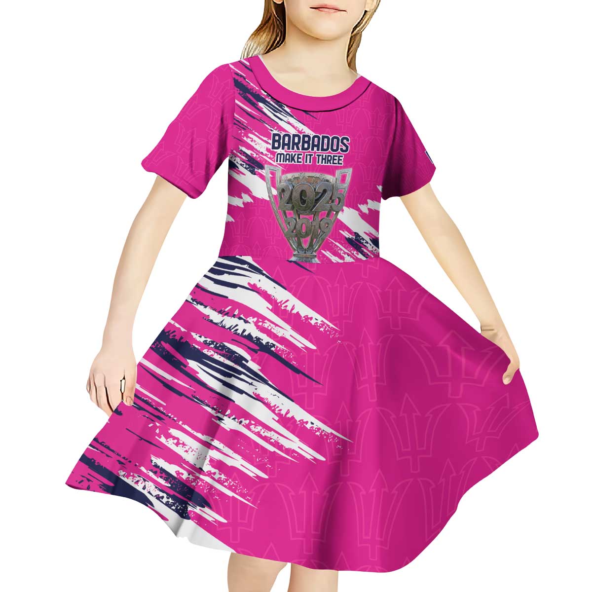 Caribbean Cricket Barbados Personalized Kid Short Sleeve Dress Make It Three 2025 is Ours - Wonder Print Shop