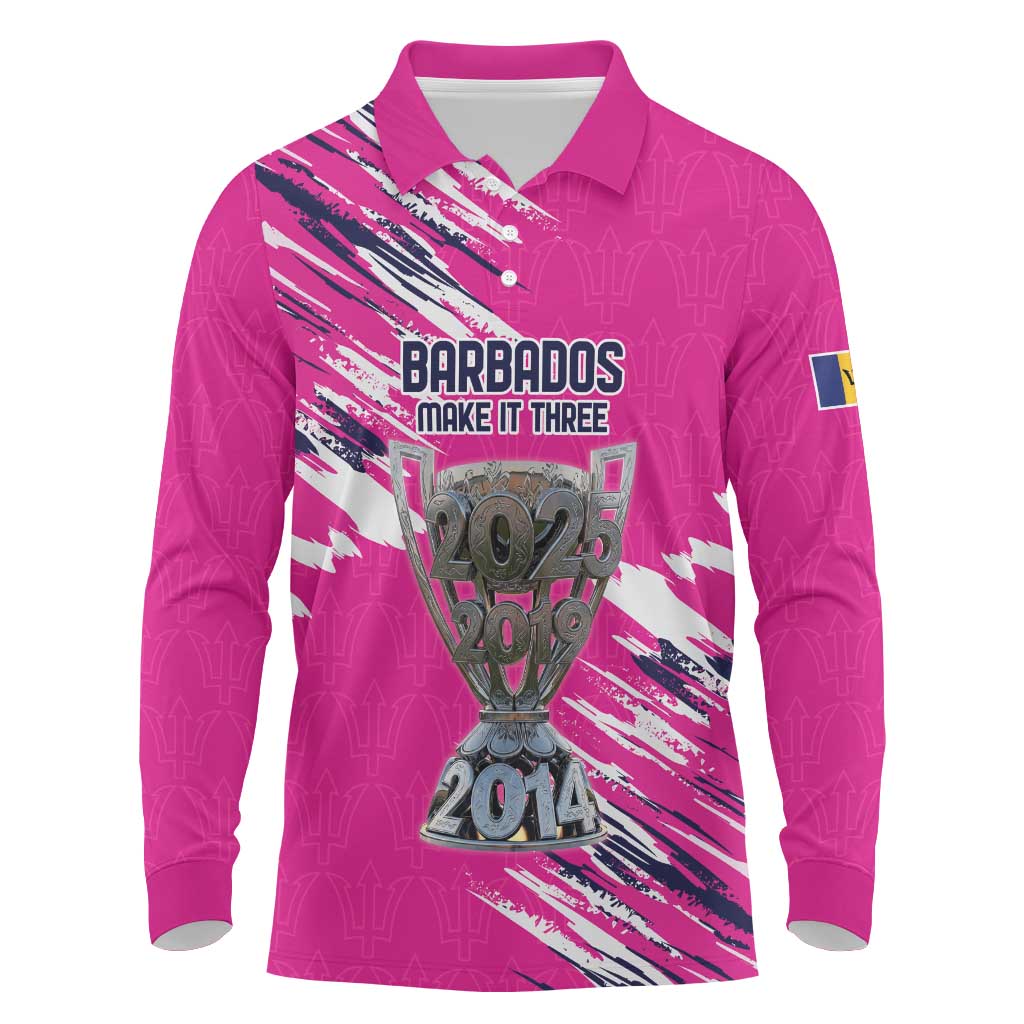 Caribbean Cricket Barbados Personalized Long Sleeve Polo Shirt Make It Three 2025 is Ours - Wonder Print Shop