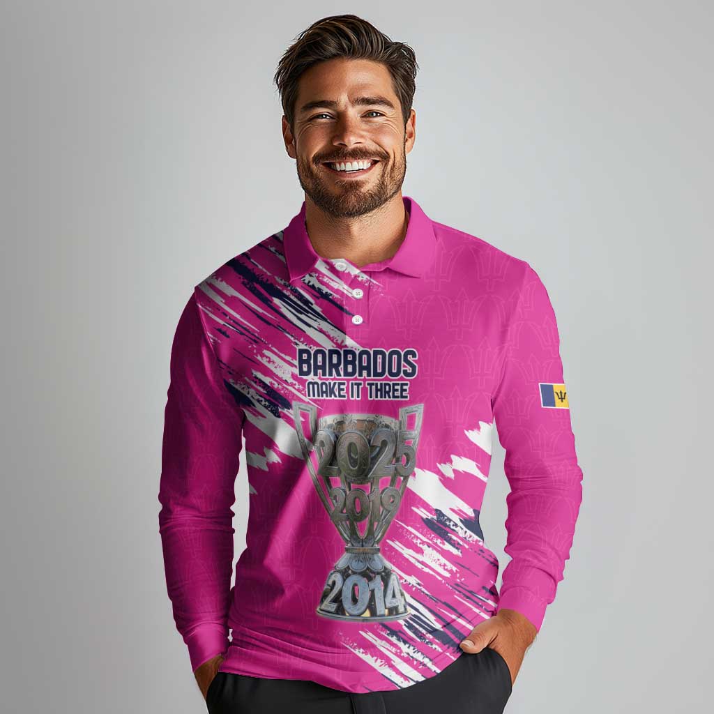 Caribbean Cricket Barbados Personalized Long Sleeve Polo Shirt Make It Three 2025 is Ours - Wonder Print Shop