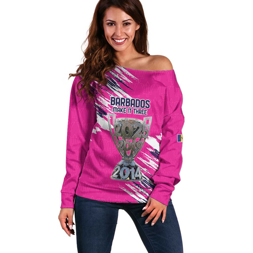 Caribbean Cricket Barbados Personalized Off Shoulder Sweater Make It Three 2025 is Ours - Wonder Print Shop