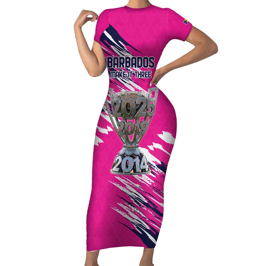 Caribbean Cricket Barbados Personalized Short Sleeve Bodycon Dress Make It Three 2025 is Ours - Wonder Print Shop