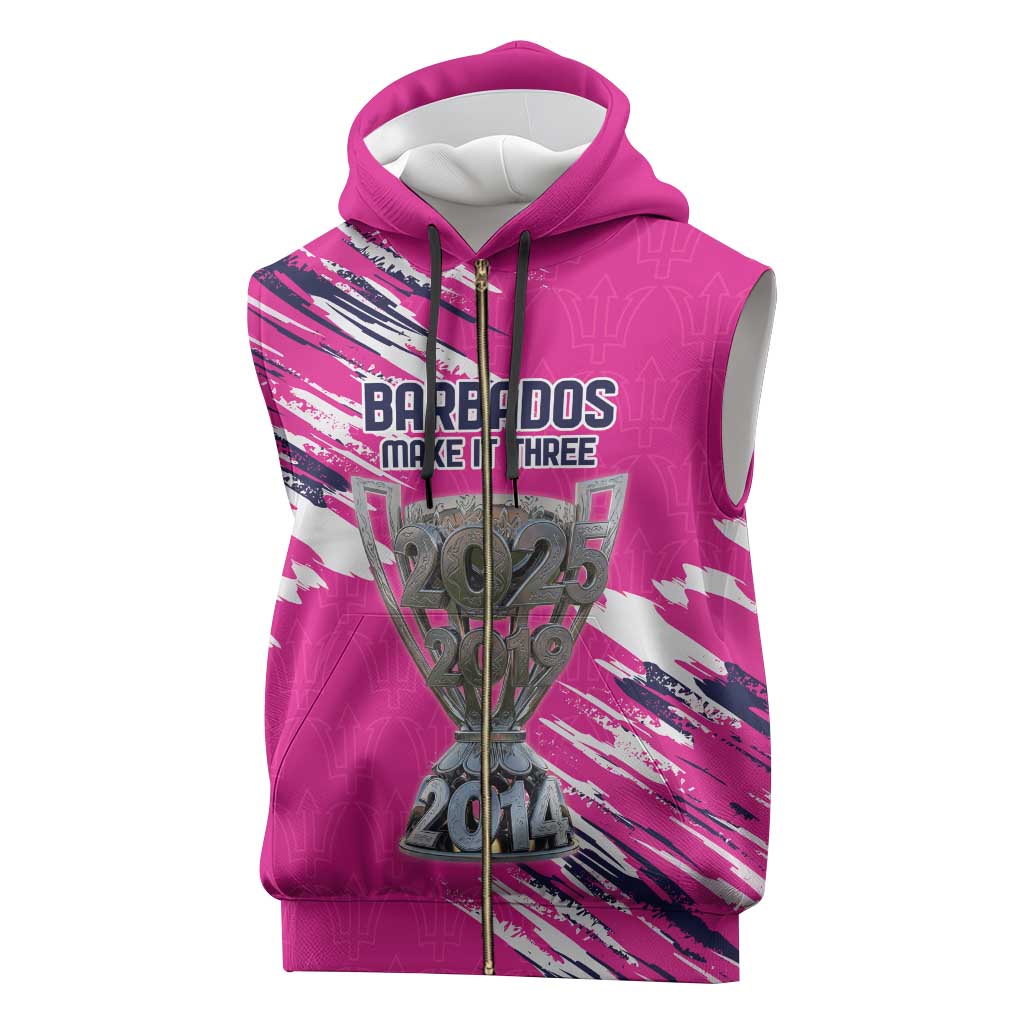 Caribbean Cricket Barbados Personalized Sleeveless Zip Hoodie Make It Three 2025 is Ours - Wonder Print Shop