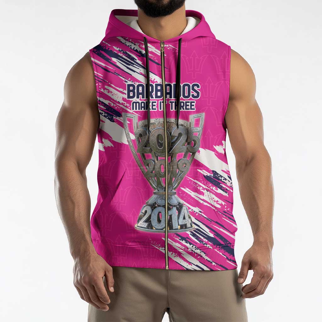 Caribbean Cricket Barbados Personalized Sleeveless Zip Hoodie Make It Three 2025 is Ours - Wonder Print Shop