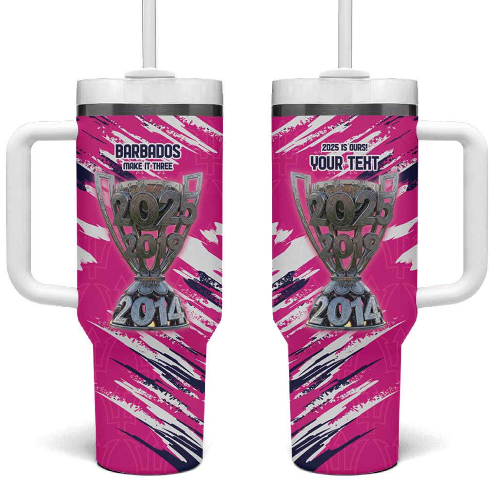 Caribbean Cricket Barbados Personalized Tumbler With Handle Make It Three 2025 is Ours - Wonder Print Shop