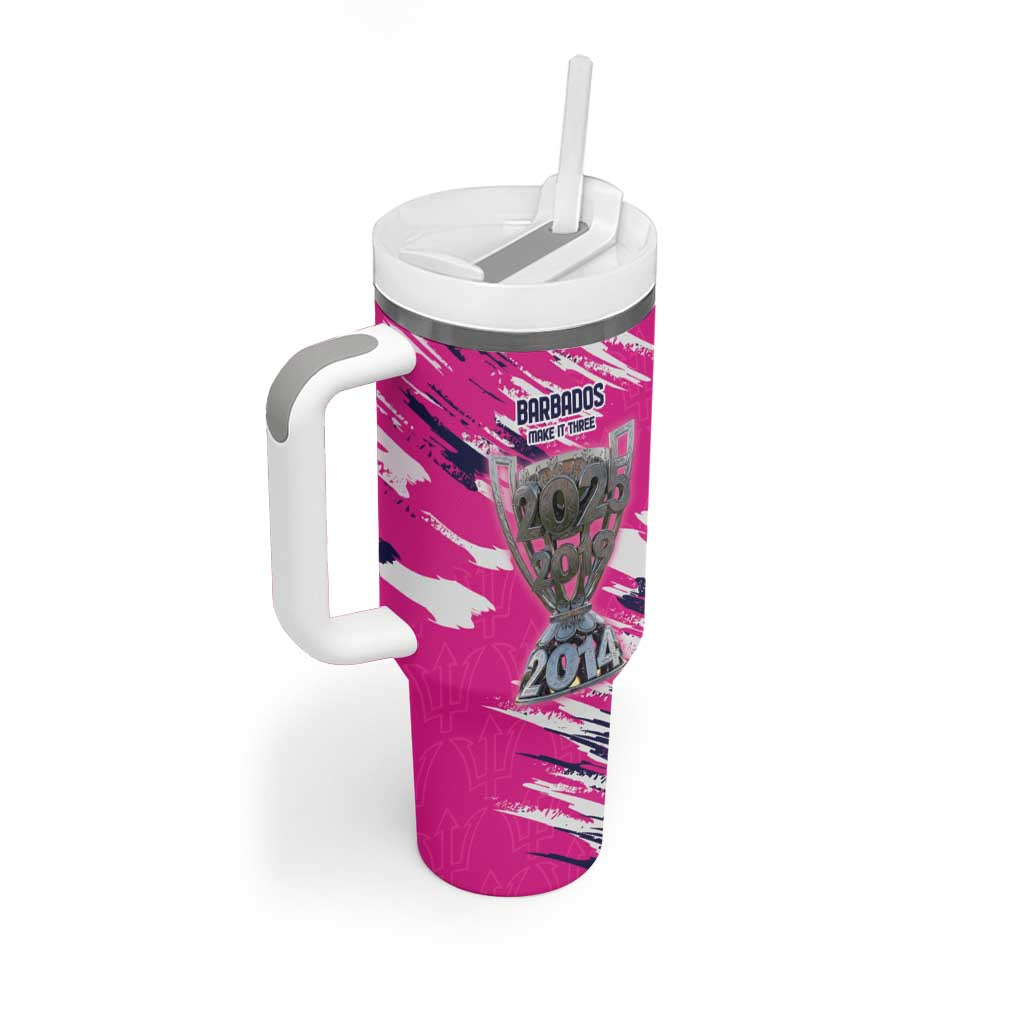 Caribbean Cricket Barbados Personalized Tumbler With Handle Make It Three 2025 is Ours - Wonder Print Shop