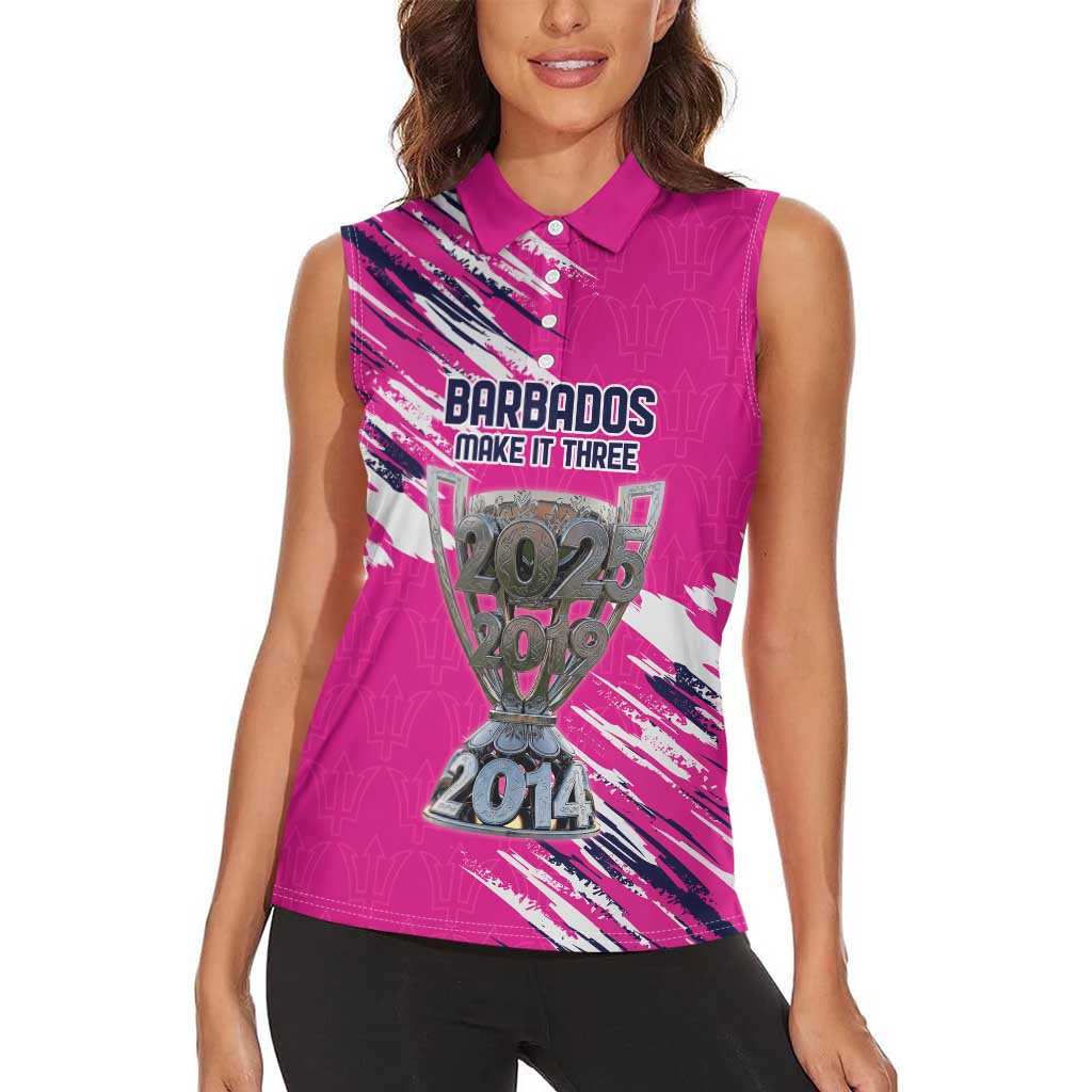 Caribbean Cricket Barbados Personalized Women Sleeveless Polo Shirt Make It Three 2025 is Ours - Wonder Print Shop