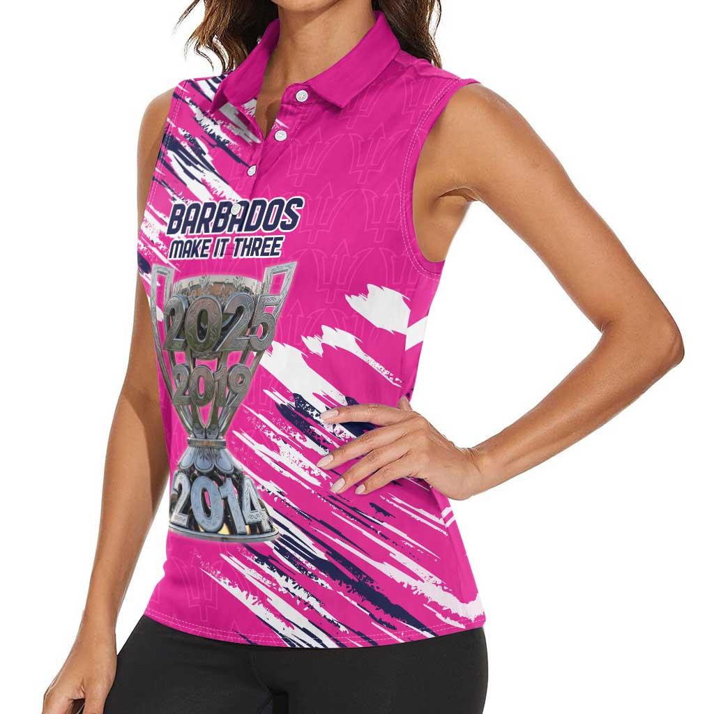 Caribbean Cricket Barbados Personalized Women Sleeveless Polo Shirt Make It Three 2025 is Ours - Wonder Print Shop
