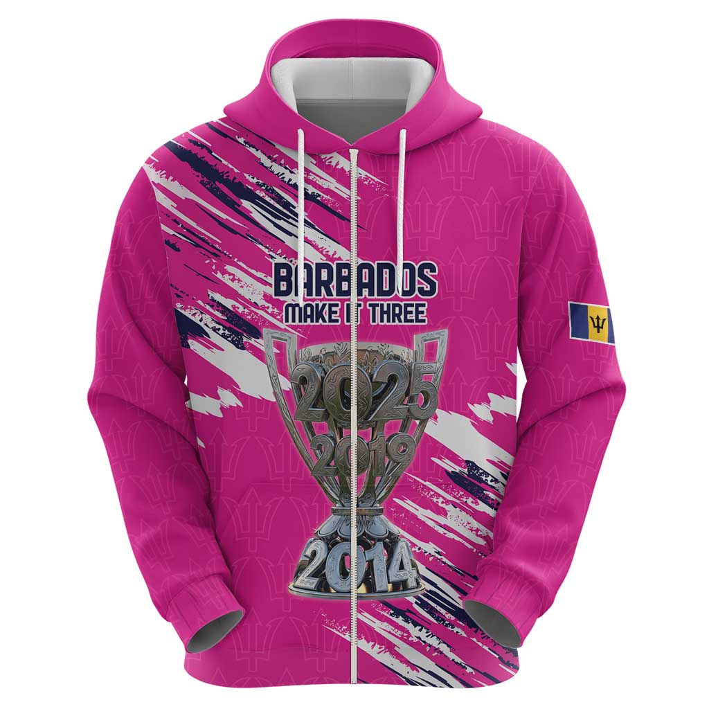 Caribbean Cricket Barbados Personalized Zip Hoodie Make It Three 2025 is Ours - Wonder Print Shop