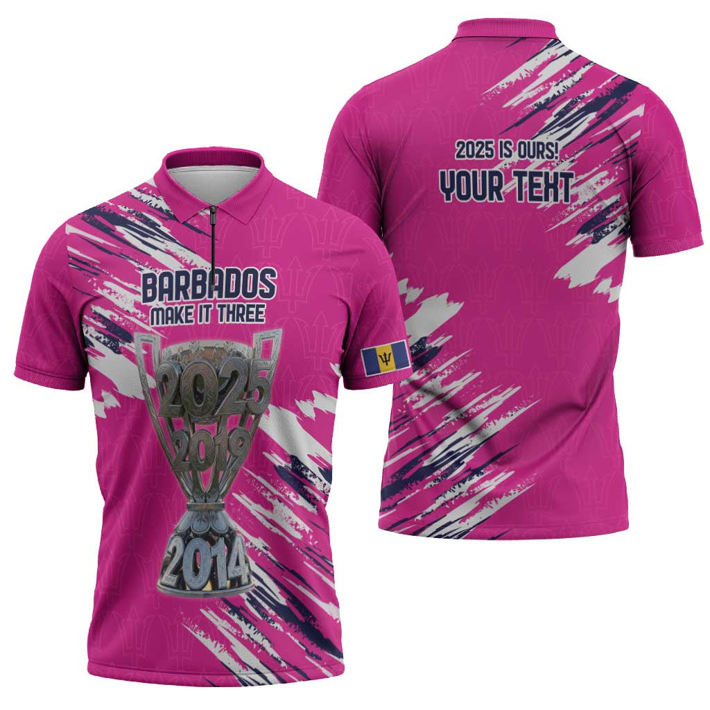 Caribbean Cricket Barbados Personalized Zipper Polo Shirt Make It Three 2025 is Ours - Wonder Print Shop