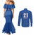 Caribbean Cricket Barbados Custom Couples Matching Mermaid Dress and Long Sleeve Button Shirt Strike of the Tridents - Wonder Print Shop