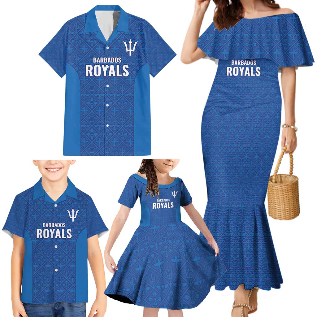 Caribbean Cricket Barbados Custom Family Matching Mermaid Dress and Hawaiian Shirt Strike of the Tridents - Wonder Print Shop