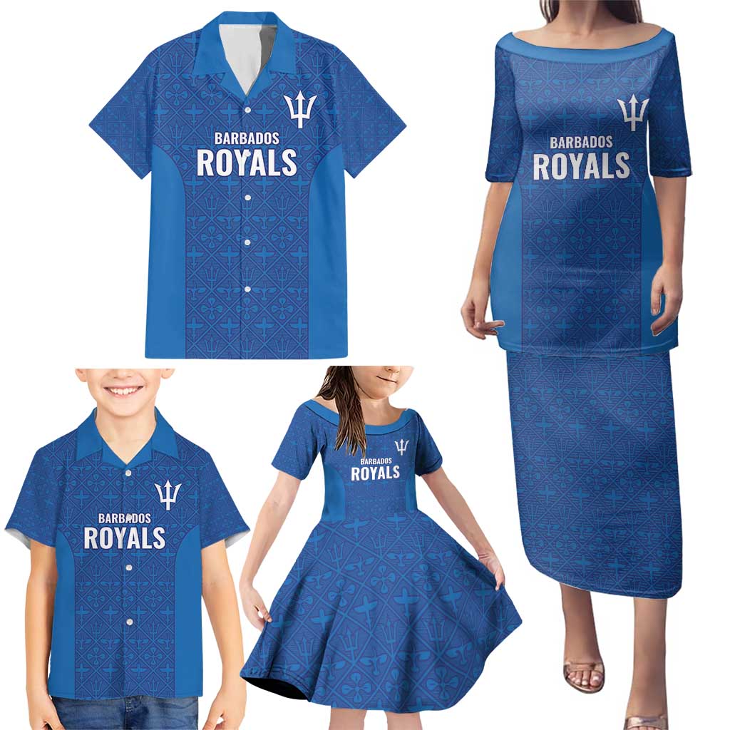 Caribbean Cricket Barbados Custom Family Matching Puletasi and Hawaiian Shirt Strike of the Tridents - Wonder Print Shop