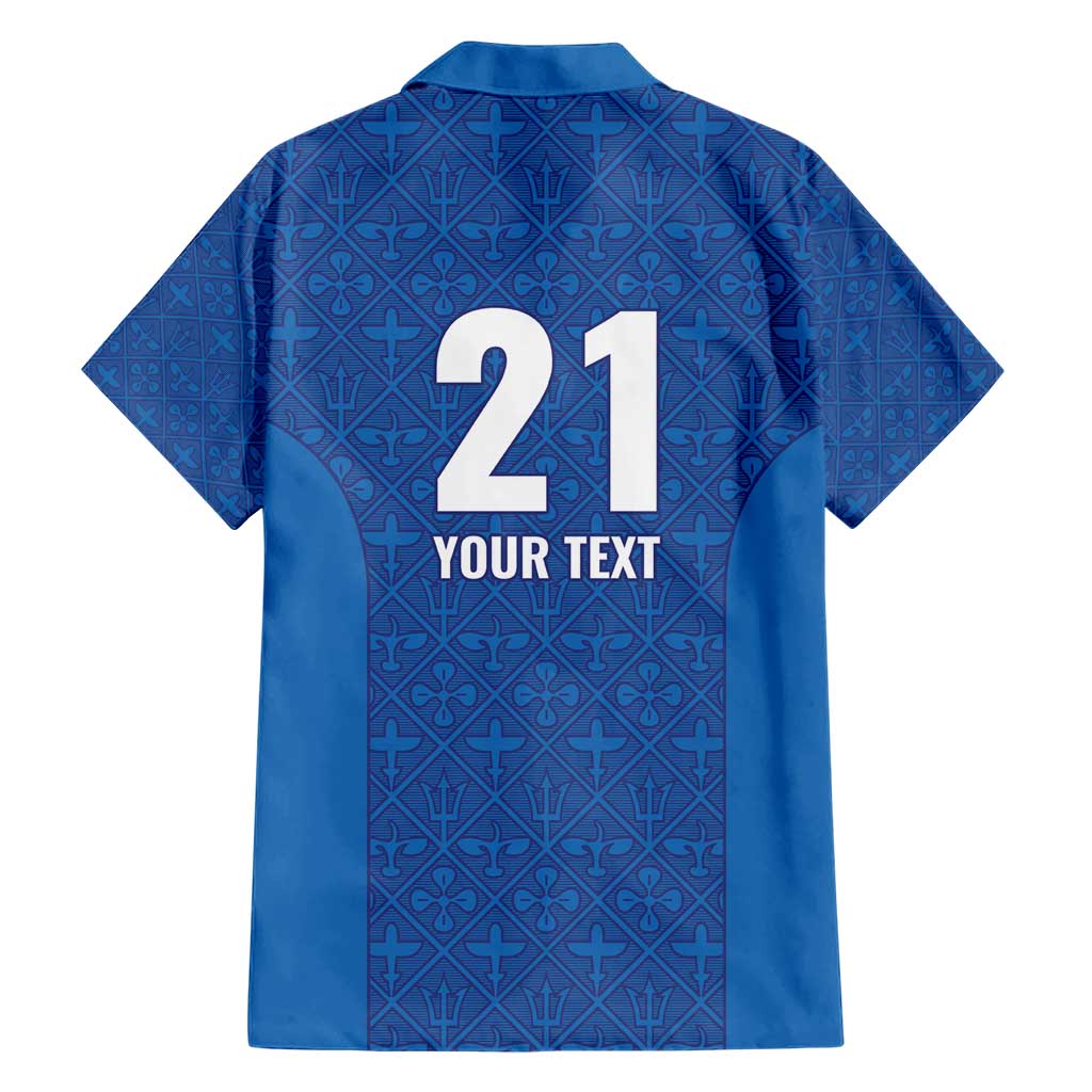 Caribbean Cricket Barbados Custom Family Matching Short Sleeve Bodycon Dress and Hawaiian Shirt Strike of the Tridents - Wonder Print Shop