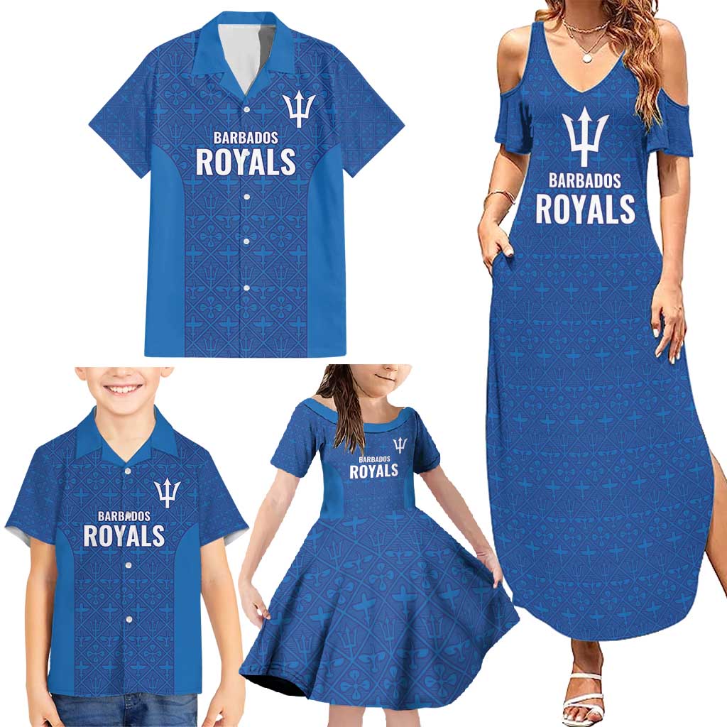 Caribbean Cricket Barbados Custom Family Matching Summer Maxi Dress and Hawaiian Shirt Strike of the Tridents - Wonder Print Shop