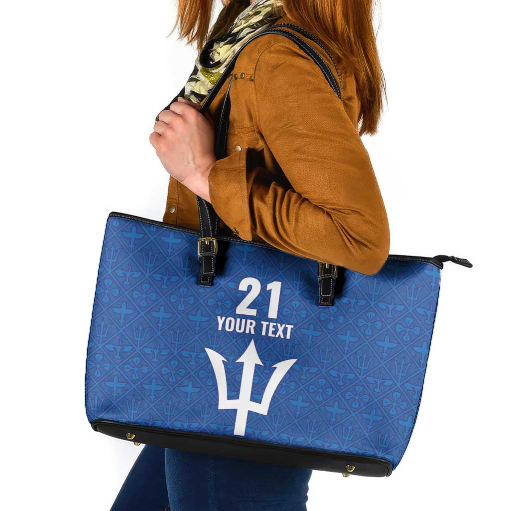 Caribbean Cricket Barbados Custom Leather Tote Bag Strike of the Tridents - Wonder Print Shop