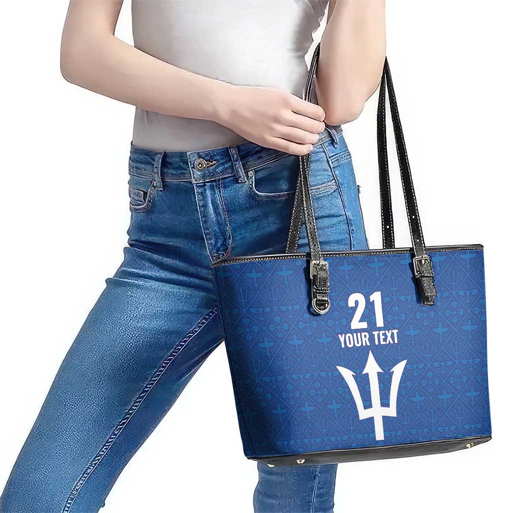 Caribbean Cricket Barbados Custom Leather Tote Bag Strike of the Tridents - Wonder Print Shop