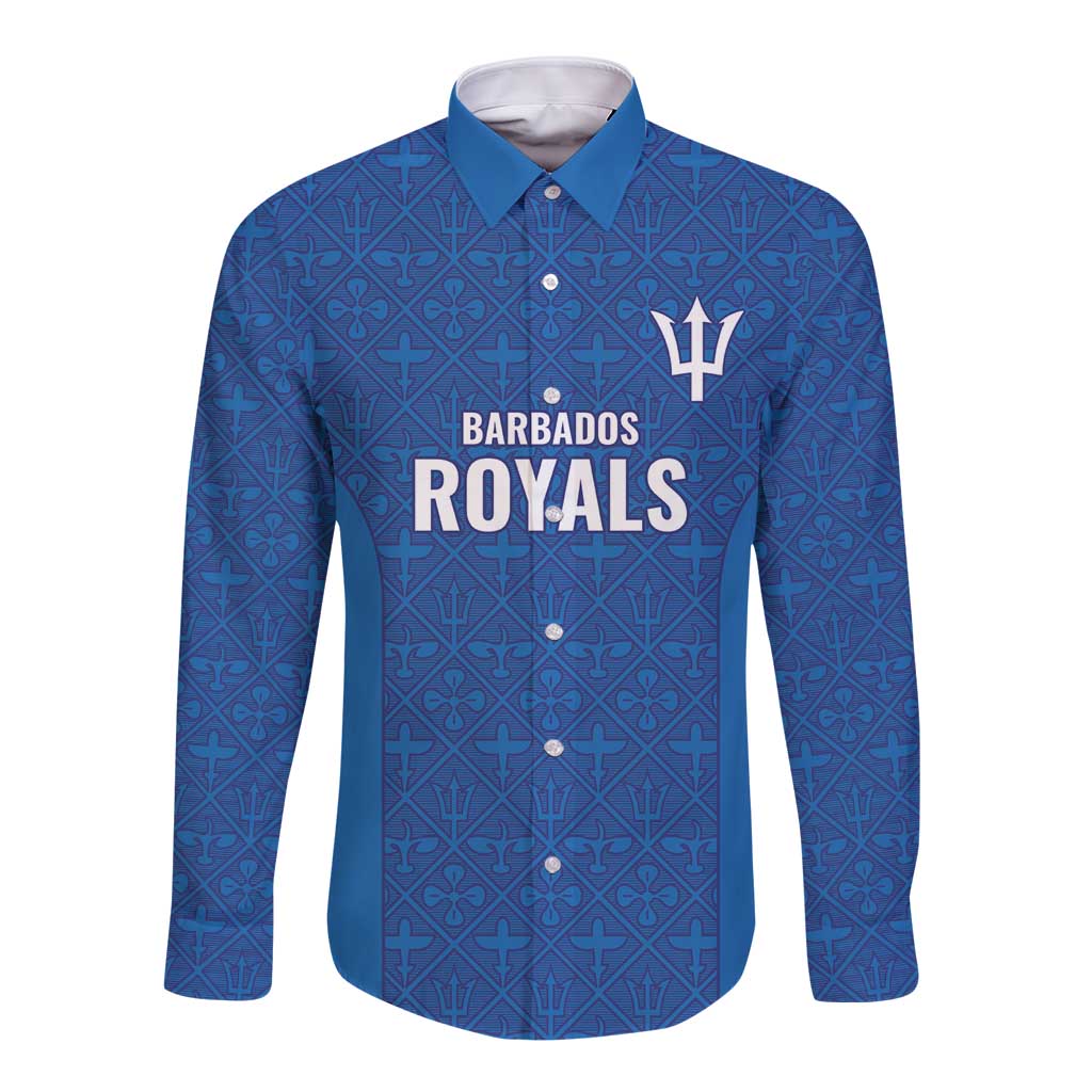Caribbean Cricket Barbados Custom Long Sleeve Button Shirt Strike of the Tridents - Wonder Print Shop