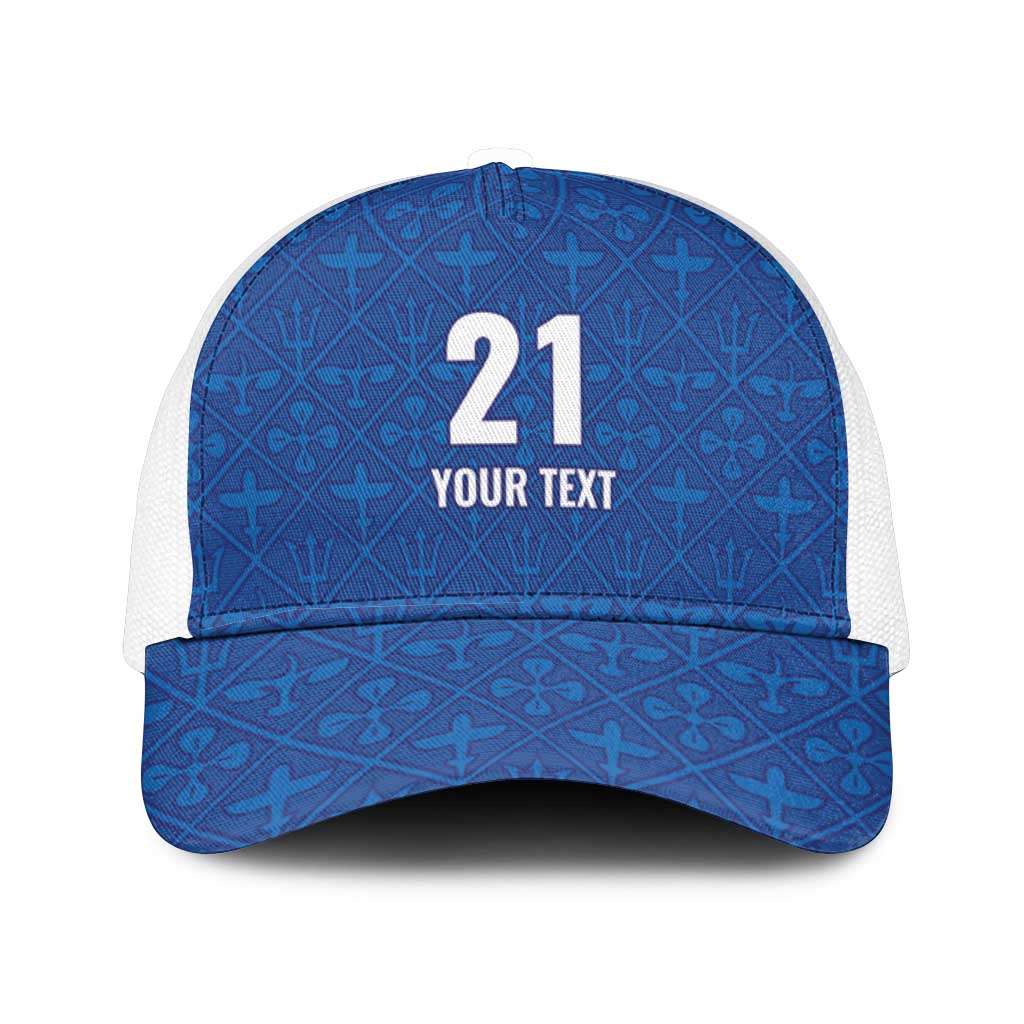 Caribbean Cricket Barbados Custom Mesh Trucker Cap Strike of the Tridents - Wonder Print Shop