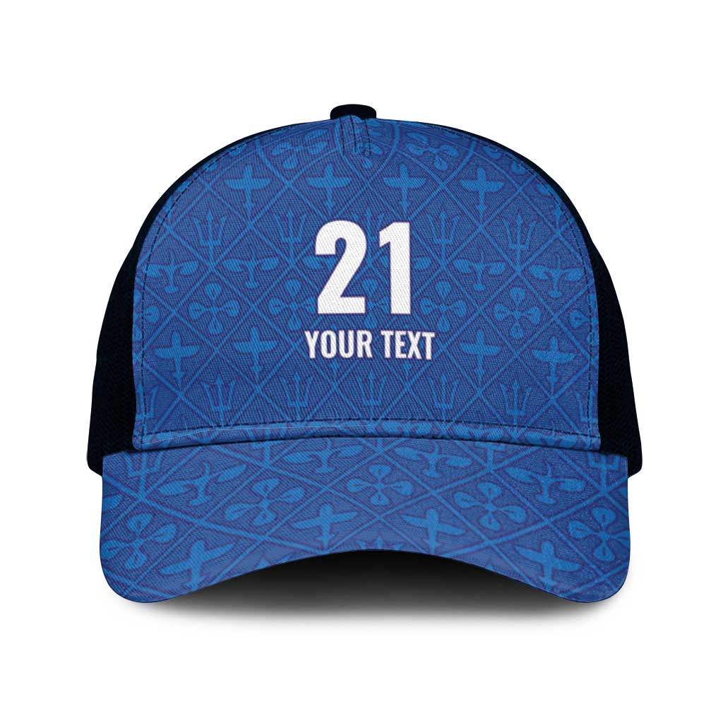 Caribbean Cricket Barbados Custom Mesh Trucker Cap Strike of the Tridents - Wonder Print Shop