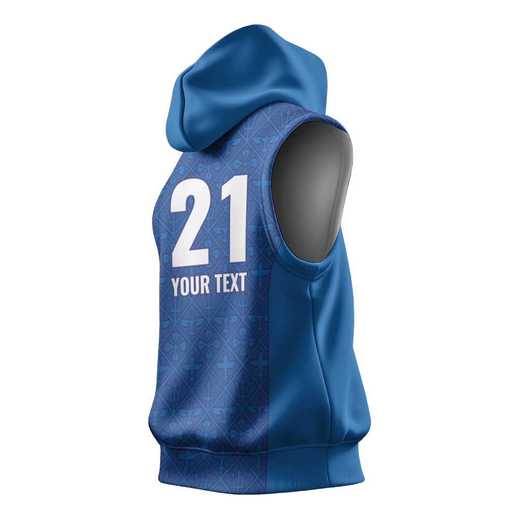 Caribbean Cricket Barbados Custom Sleeveless Hoodie Strike of the Tridents - Wonder Print Shop