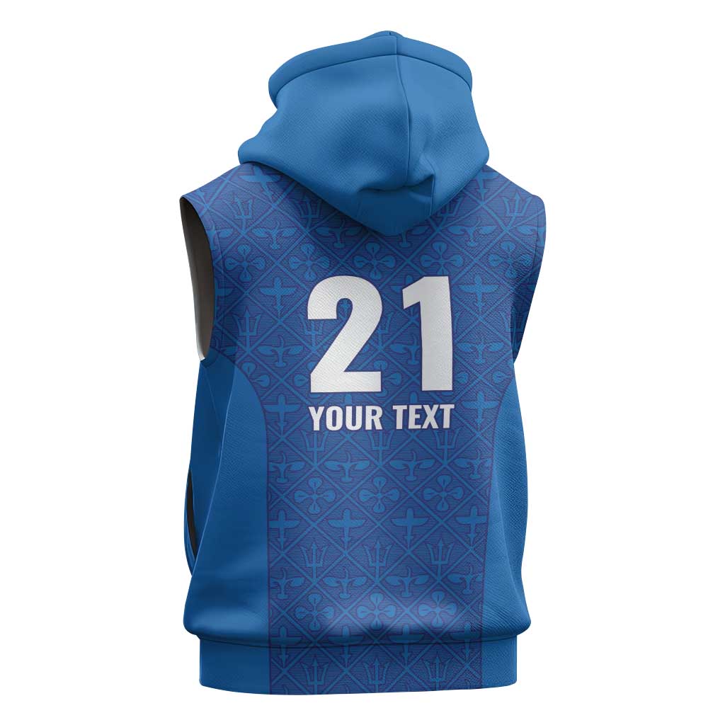 Caribbean Cricket Barbados Custom Sleeveless Zip Hoodie Strike of the Tridents - Wonder Print Shop