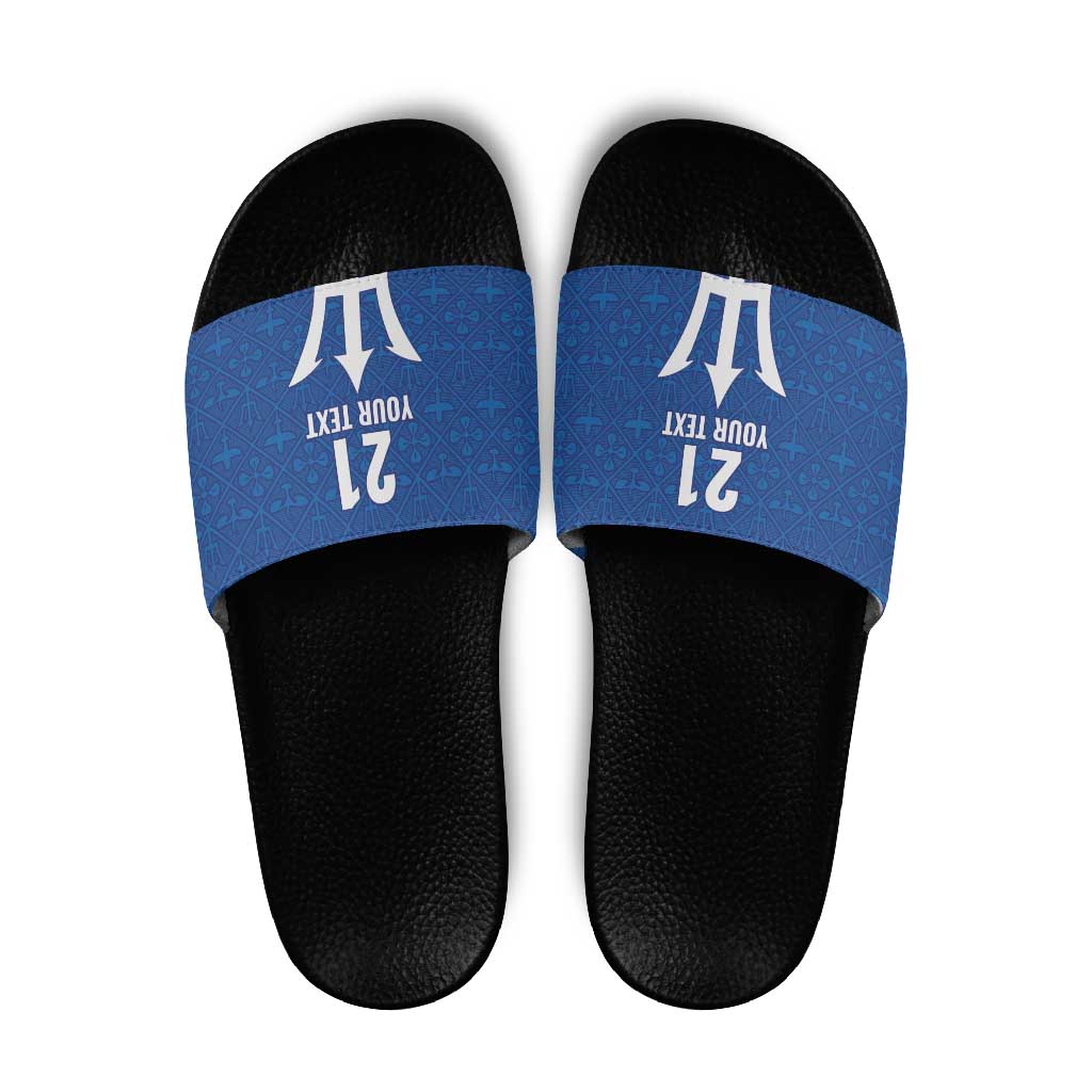 Caribbean Cricket Barbados Custom Slide Sandals Strike of the Tridents - Wonder Print Shop