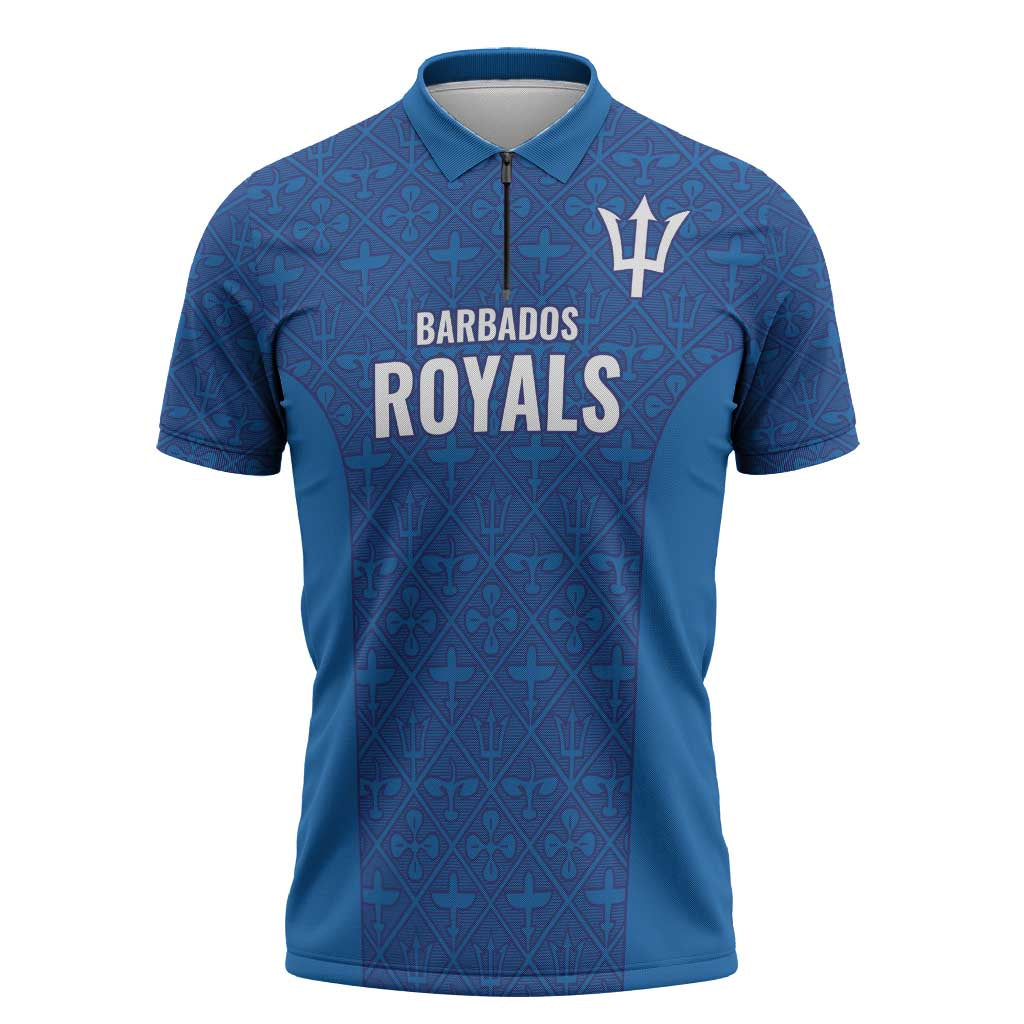 Caribbean Cricket Barbados Custom Zipper Polo Shirt Strike of the Tridents - Wonder Print Shop