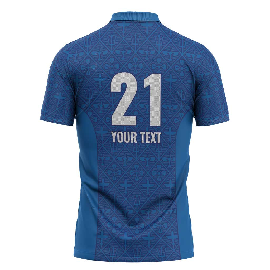 Caribbean Cricket Barbados Custom Zipper Polo Shirt Strike of the Tridents - Wonder Print Shop