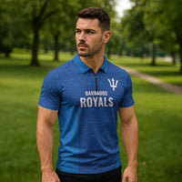 Caribbean Cricket Barbados Custom Zipper Polo Shirt Strike of the Tridents - Wonder Print Shop