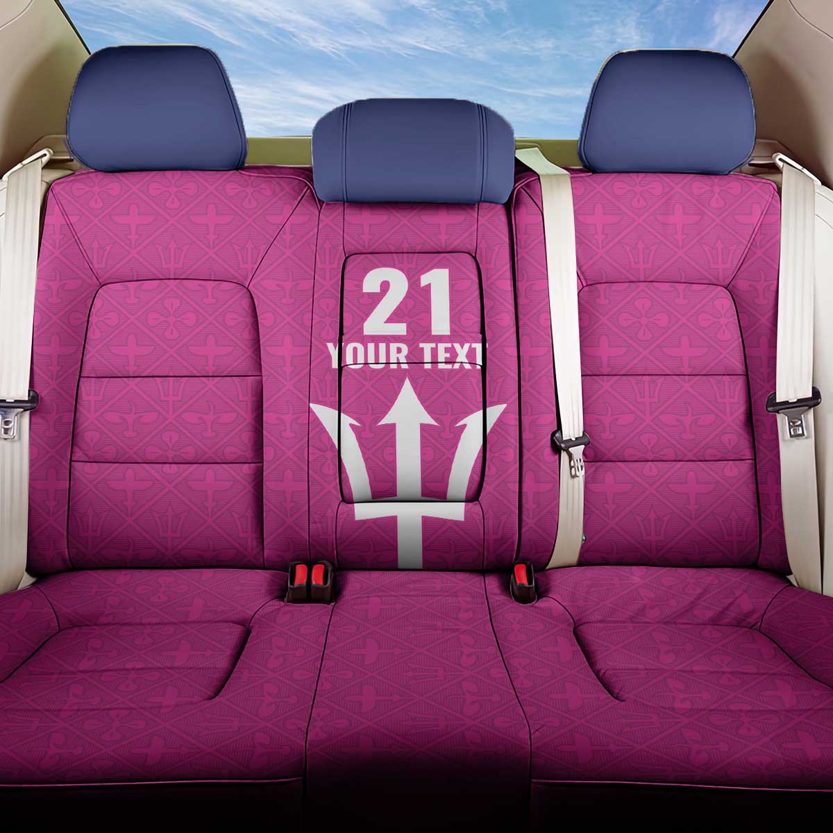 Caribbean Cricket Barbados Custom Back Car Seat Cover Strike of the Tridents Pink Fury - Wonder Print Shop