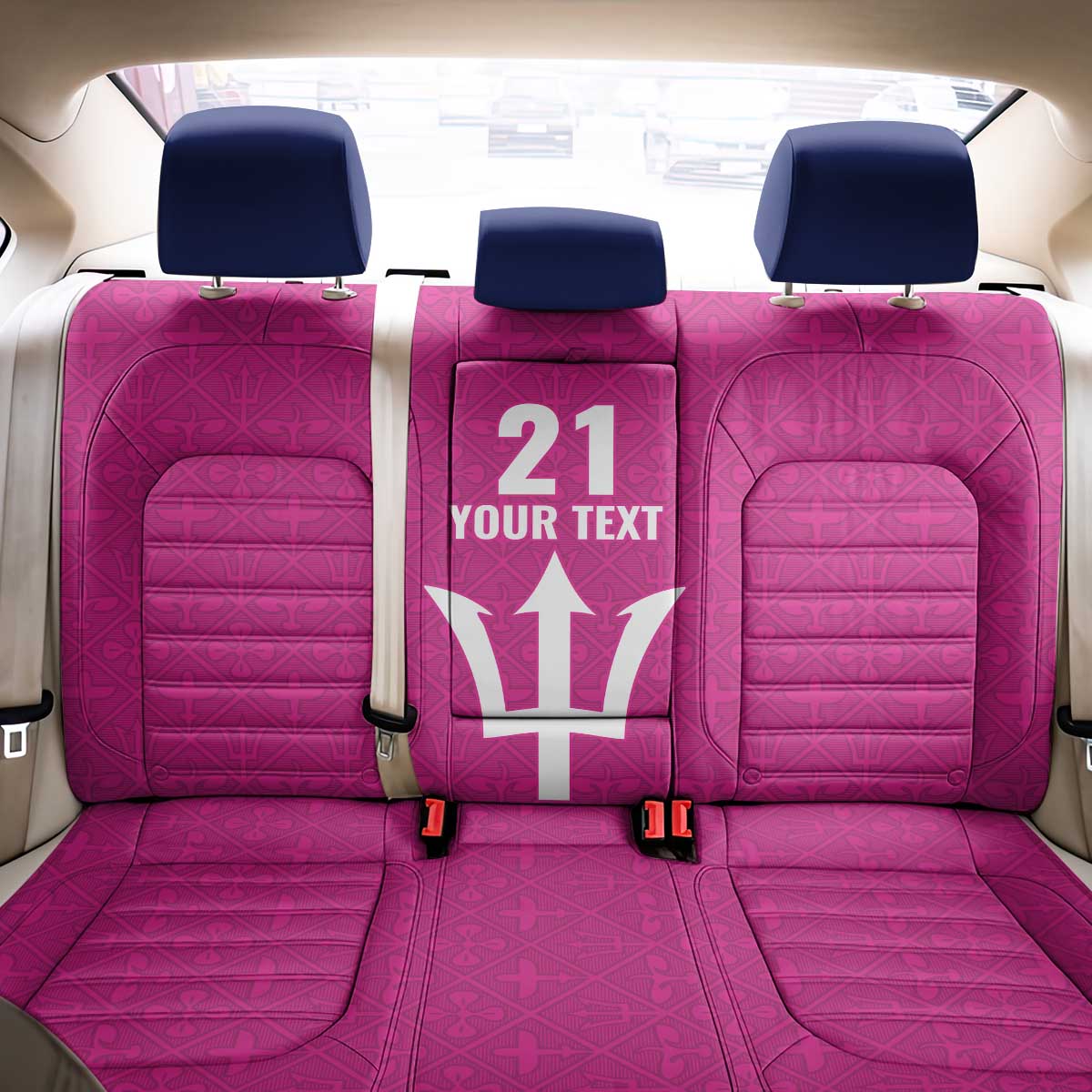 Caribbean Cricket Barbados Custom Back Car Seat Cover Strike of the Tridents Pink Fury - Wonder Print Shop