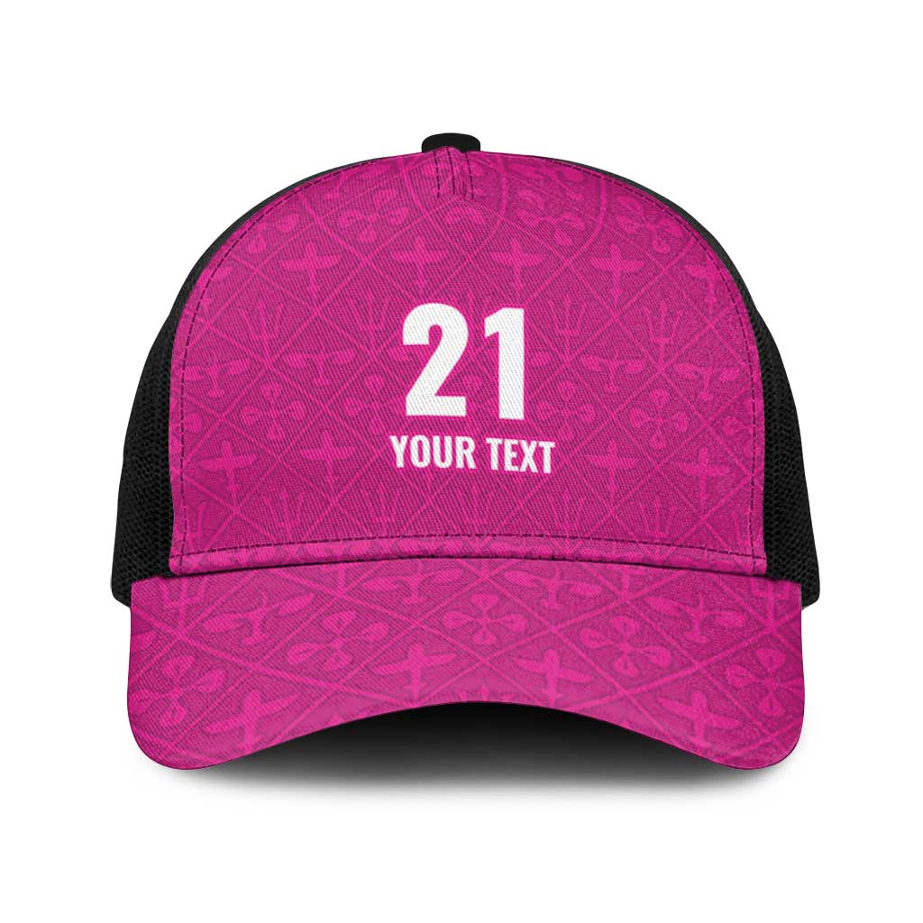 Caribbean Cricket Barbados Custom Baseball Net Cap Strike of the Tridents Pink Fury - Wonder Print Shop