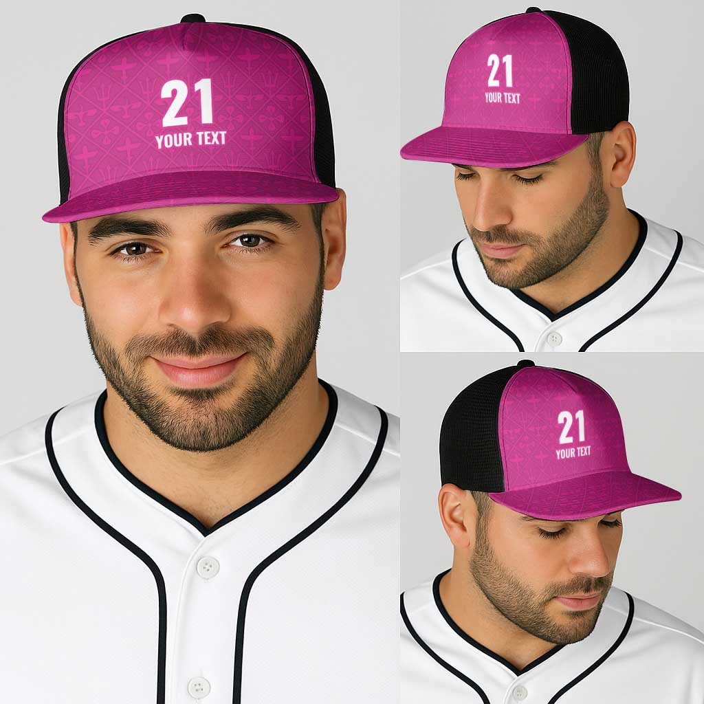 Caribbean Cricket Barbados Custom Baseball Net Cap Strike of the Tridents Pink Fury - Wonder Print Shop