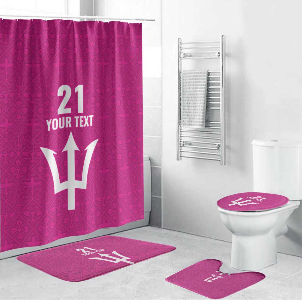 Caribbean Cricket Barbados Custom Bathroom Set Strike of the Tridents Pink Fury - Wonder Print Shop