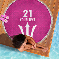 Caribbean Cricket Barbados Custom Beach Blanket Strike of the Tridents Pink Fury - Wonder Print Shop