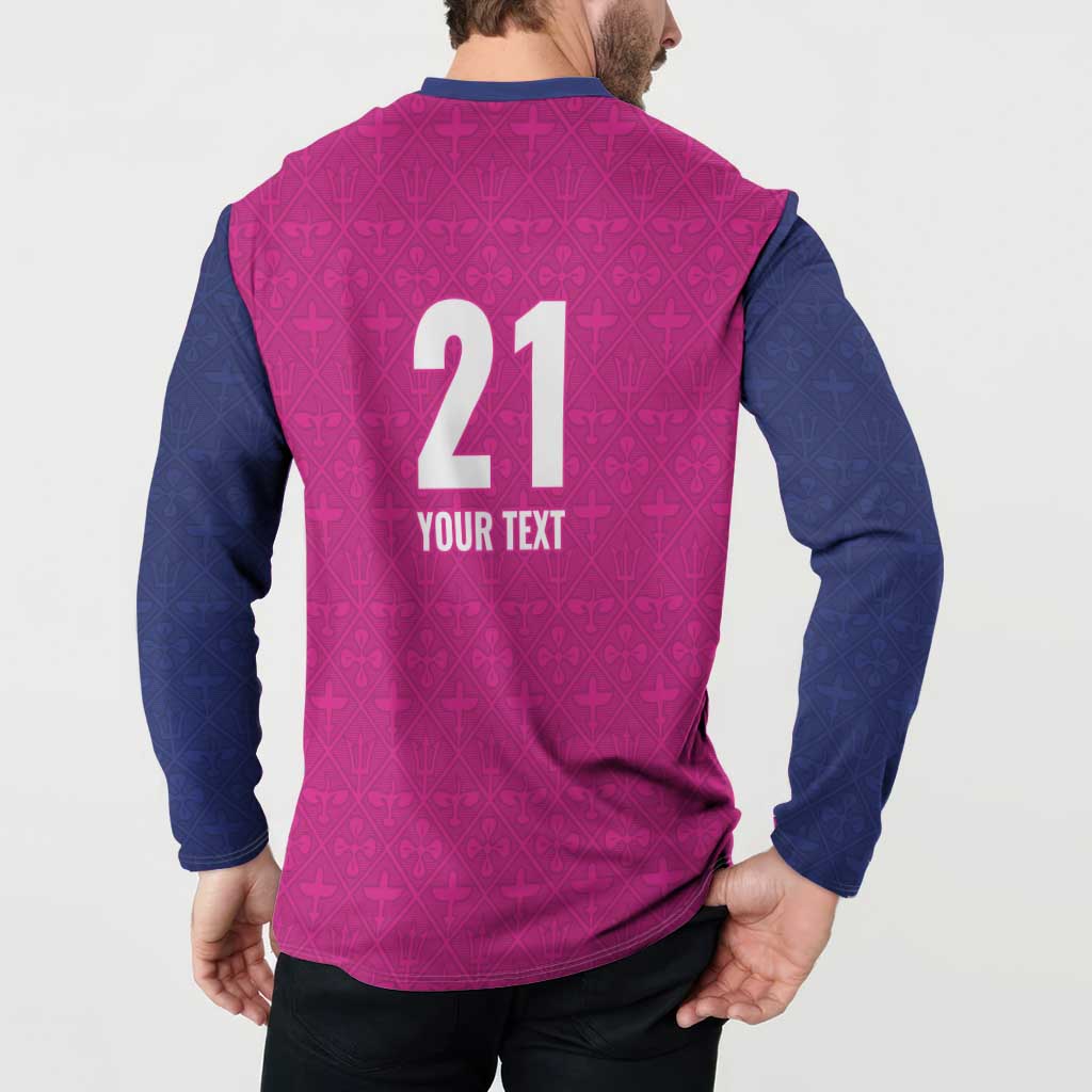 Caribbean Cricket Barbados Custom Button Sweatshirt Strike of the Tridents Pink Fury - Wonder Print Shop