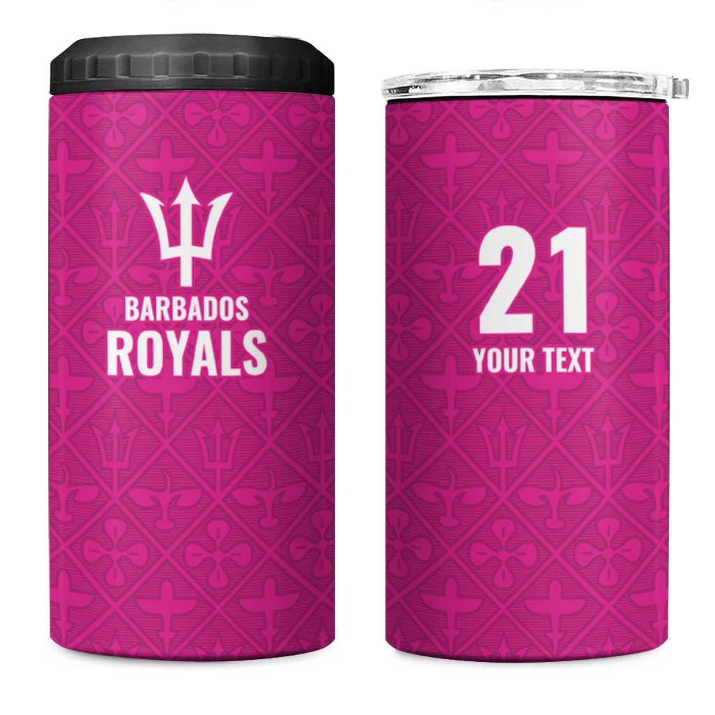 Caribbean Cricket Barbados Custom 4 in 1 Can Cooler Tumbler Strike of the Tridents Pink Fury - Wonder Print Shop