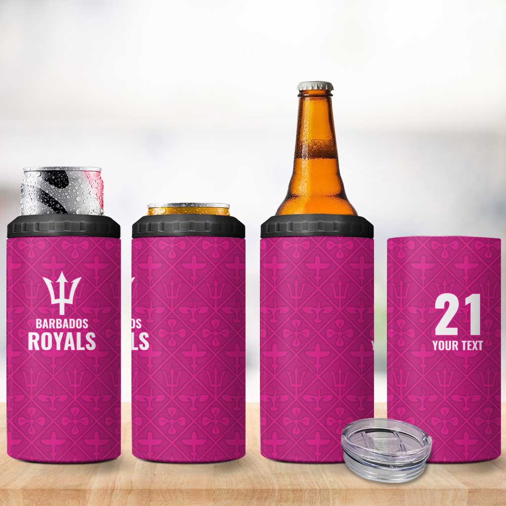 Caribbean Cricket Barbados Custom 4 in 1 Can Cooler Tumbler Strike of the Tridents Pink Fury - Wonder Print Shop
