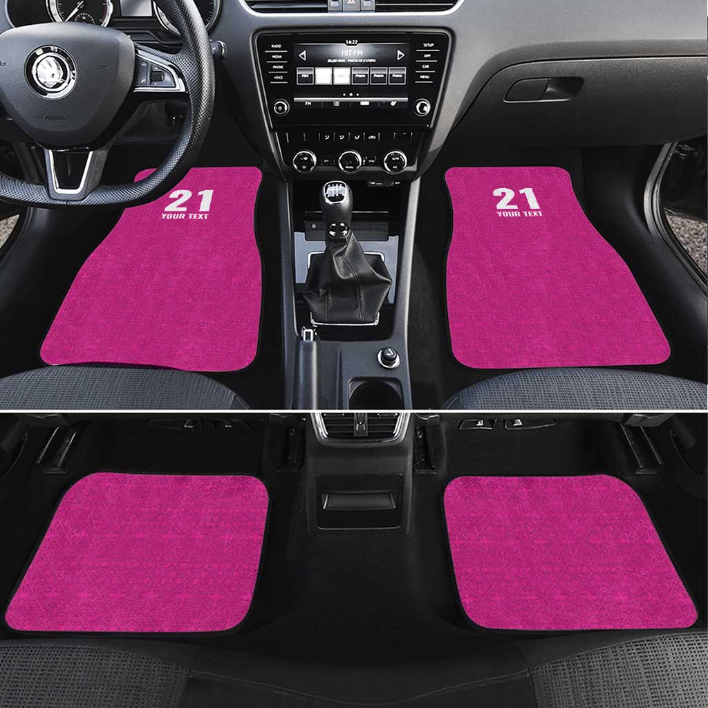 Caribbean Cricket Barbados Custom Car Mats Strike of the Tridents Pink Fury - Wonder Print Shop