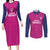 Caribbean Cricket Barbados Custom Couples Matching Long Sleeve Bodycon Dress and Long Sleeve Button Shirt Strike of the Tridents Pink Fury - Wonder Print Shop
