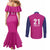 Caribbean Cricket Barbados Custom Couples Matching Mermaid Dress and Long Sleeve Button Shirt Strike of the Tridents Pink Fury - Wonder Print Shop