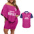 Caribbean Cricket Barbados Custom Couples Matching Off Shoulder Short Dress and Hawaiian Shirt Strike of the Tridents Pink Fury - Wonder Print Shop