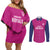 Caribbean Cricket Barbados Custom Couples Matching Off Shoulder Short Dress and Long Sleeve Button Shirt Strike of the Tridents Pink Fury - Wonder Print Shop