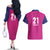 Caribbean Cricket Barbados Custom Couples Matching Off The Shoulder Long Sleeve Dress and Hawaiian Shirt Strike of the Tridents Pink Fury - Wonder Print Shop