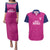 Caribbean Cricket Barbados Custom Couples Matching Puletasi and Hawaiian Shirt Strike of the Tridents Pink Fury - Wonder Print Shop